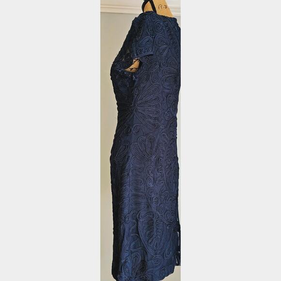 J S Collections Short Sleeve Mesh Dress Cocktail Navy Blue SZ 8 - Picture 8 of 10